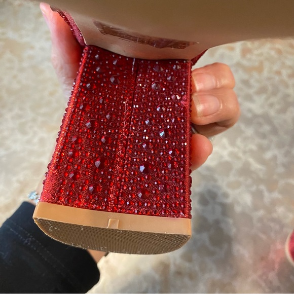 Jess Lea Boots Heel Ankle Woman’s 8 Bedazzled Beaded Studded Zip 4” square - Picture 10 of 15